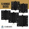 Embassy 3 x 3 Solid Brass Hinge, Flat Black Finish with Steeple Tips 3030US19AS-1